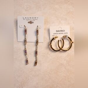 Laundry by Shelli Segal Crystal Chain Earrings + Davinci Gold Hoop Earrings Bund